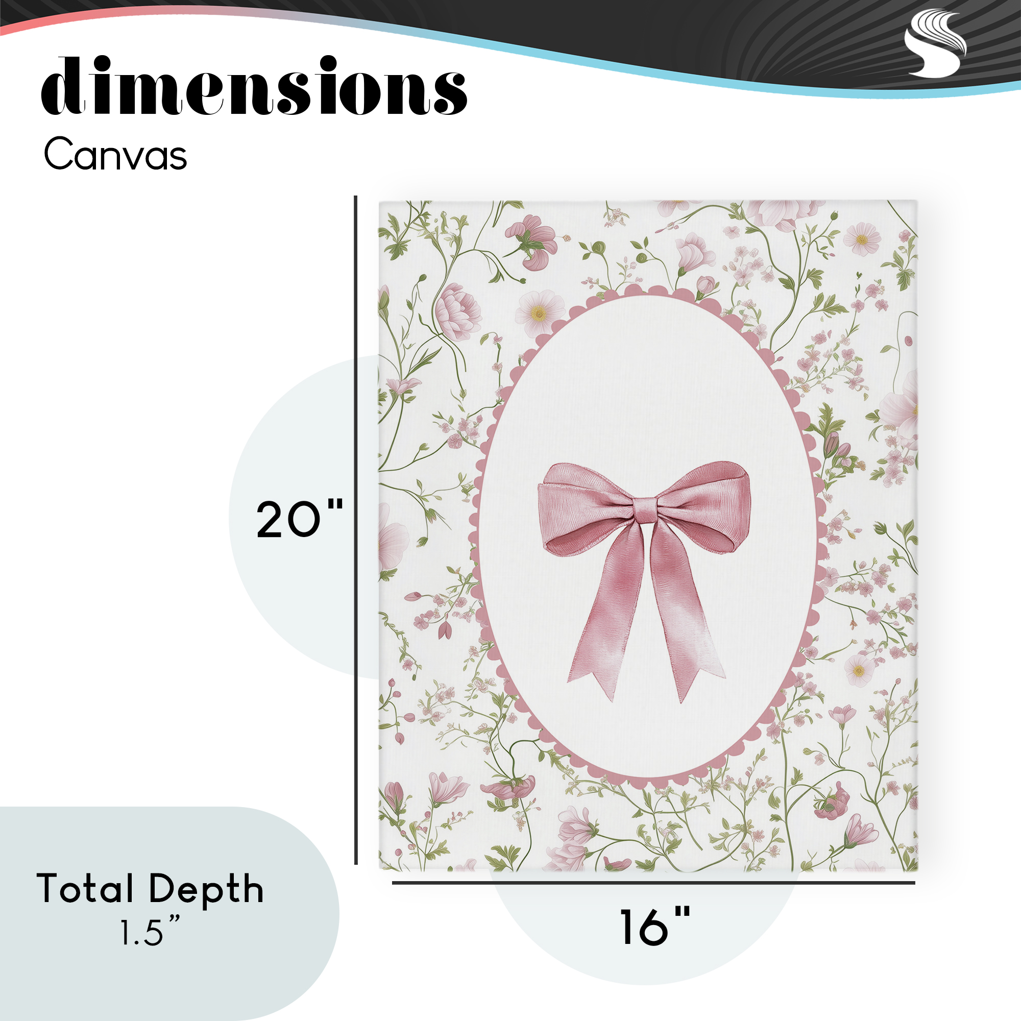 Delicate Florals & Bow Canvas Wall Art, design by Christine Simpson Art
