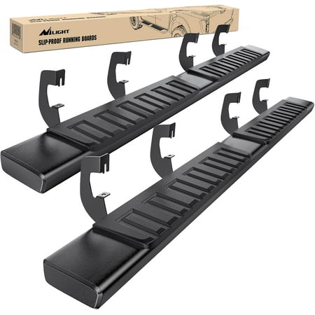 Nilight Running Boards for 2007-2018 Chevy Silverado/GMC Sierra 1500 Crew Cab 2007-2019 Chevy Silverado/GMC Sierra 2500HD 3500HD 6inch Slip-Proof Aluminum Side Step Nerf Bars Black