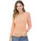 thumbnail image 1 of Blusa Acanalada De Manga Larga Con Cuello Redondo Allegra K Rosa XL, 1 of 6