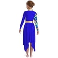 thumbnail image 3 of Aislor Girls Metallic Liturgical Praise Dance Dress Long Sleeve Printed Asymmetrical Worship Church Robe Blue 12, 3 of 7