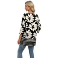 thumbnail image 5 of Blusa OFEEFAN para mujer, casual, estampado floral, cuello en V, manga 3/4, 5 of 5