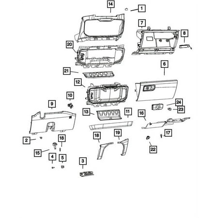 Genuine OE Mopar Instrument Panel Glove Box - 6YK15TX7AA Fits select: 2019-2021 RAM 2500, 2019-2021 RAM 3500