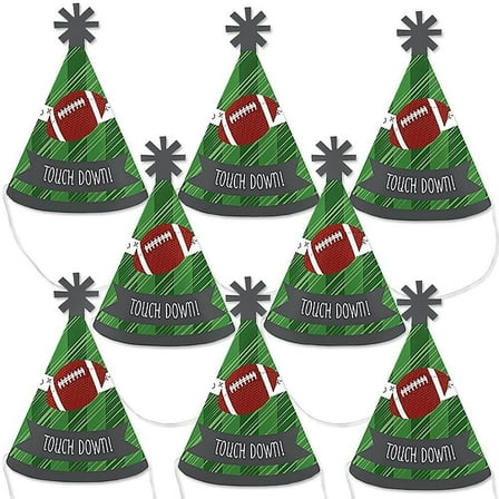 Big Dot of Happiness End Zone - Football - Mini Cone Baby Shower or Birthday Party Hats - Small Little Party Hats - Set of 8