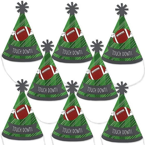 Big Dot of Happiness End Zone - Football - Mini Cone Baby Shower or Birthday Party Hats - Small Little Party Hats - Set of 8