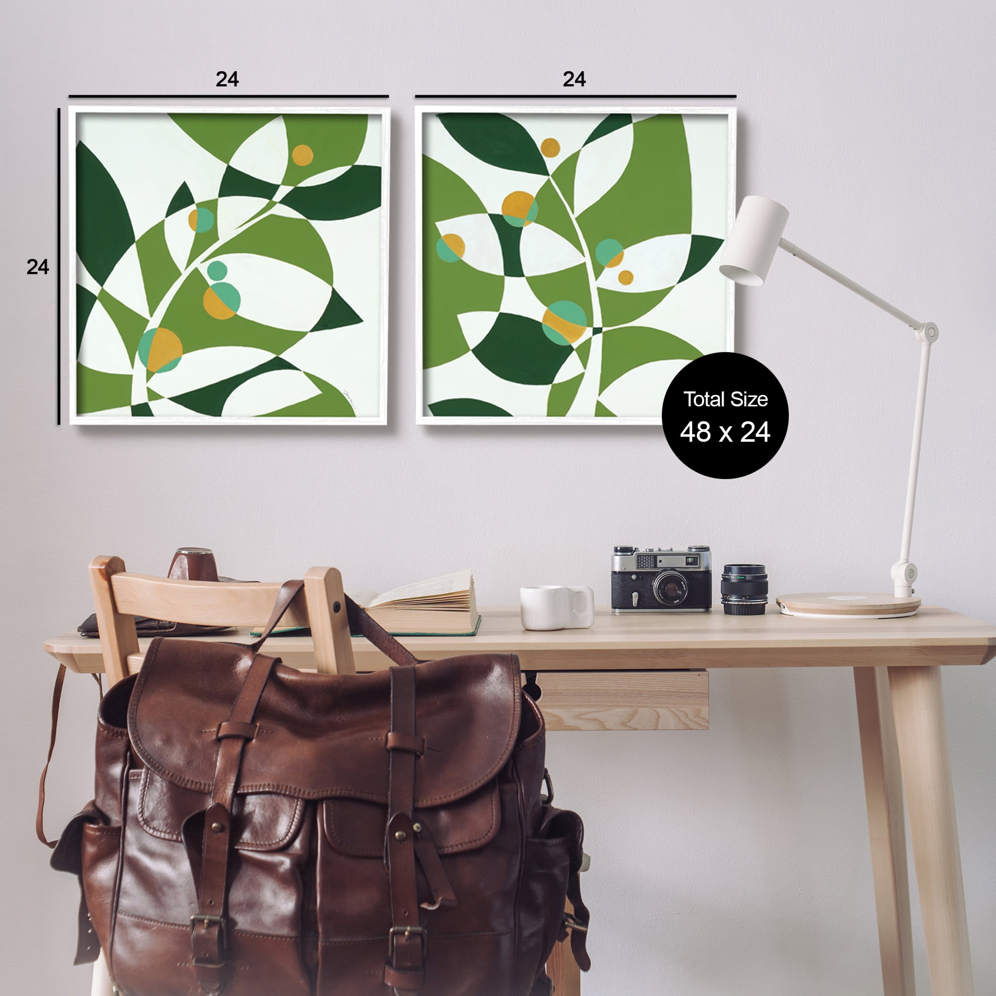 Stupell Industries Tropical Leaves Abstraction Abstract Painting White Framed Art Print Wall Art, 24 x 24, Set of 2