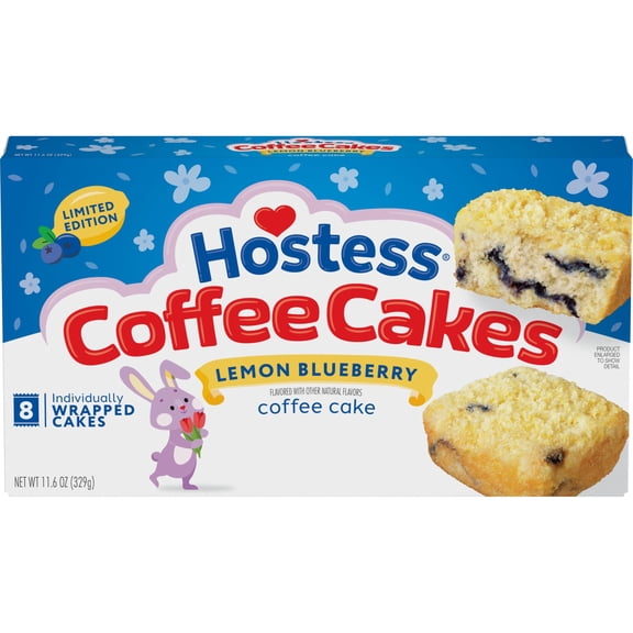 Hostess Coffee Cakes, Lemon Blueberry Flavor with Other Natural Flavors, 11.6 oz Box (8 Pouches)