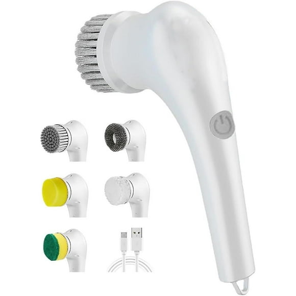 Electric Spin Scrubber, Rechargeable Handheld Cleaning Brush With 5 Replaceable Brush Heads, Power Scrubber Mop For Wall Bathtub Window Kitchen Sink S
