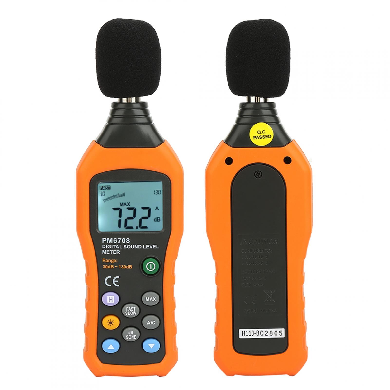 LCD Digital Sound Simulation Audio Decibel Professional Sound Noise High Accuracy Level Meter Data Hold Tester with Measuring Range 30 to 130dB PM6708