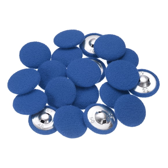 Uxcell 20pcs Fabric Cloth Covered Buttons 1.3" Round Plush Sweaters Button with Aluminum Shank Sewing Button, Dark Blue