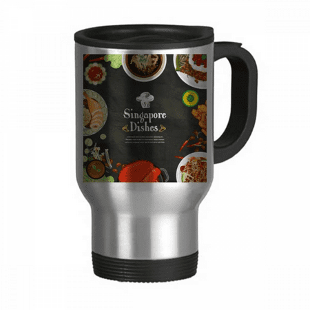 

Singapore Famous Delicious Dishes Travel Mug Flip Lid Stainless Steel Cup Car Tumbler Thermos