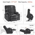 thumbnail image 4 of MCombo Oversized 27.2" Seat Width Dual Motor Power Recliner Lift Chair with Vibration and Heat for Height 5'7"-6'2", Infinite Position, 4 of 10