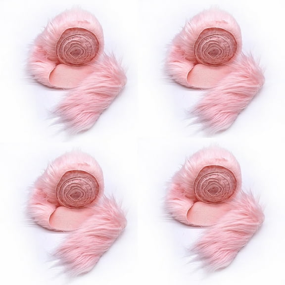XmhyTop 4pcs Christmas Faux Fur Ribbon Trim Fabric Roll for Christmas Tree Decor or Wreath Bows Craft 59*1.96inch，Plush ribbon(Light Pink)