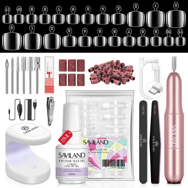 Kit de puntas y pegamento para uñas SAVILAND Gel Nail X Kit para dedos de los pies