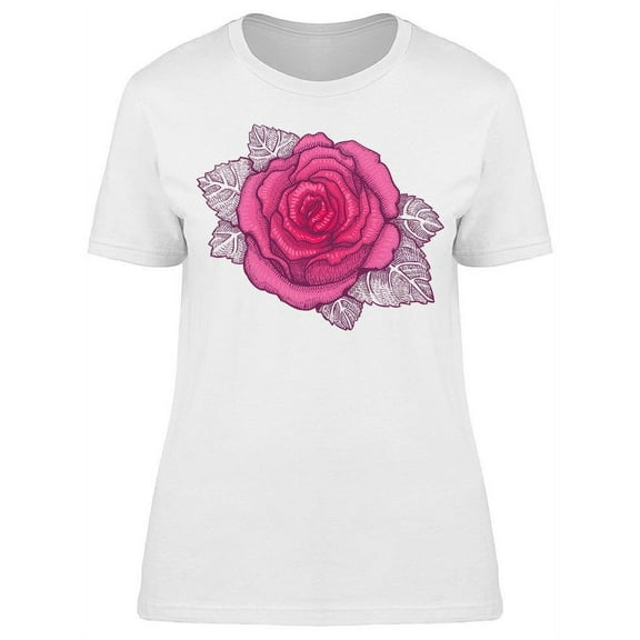 Drawing Of Pink Rose T-Shirt Women -Image by Shutterstock, Female x-Large
