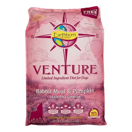 Earthborn Holistic Venture Rabbit Meal & Pumpkin Limited Ingredient Diet Grain-Free Dry Dog Food, 25
