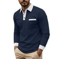 thumbnail image 2 of Kalauyu Chemises à Manches Longues pour Hommes à Col à Revers Classiques Boutonnées Chemise de Golf Mode Décontractée Chemises à Col Rabattu avec Poche, 2 of 8
