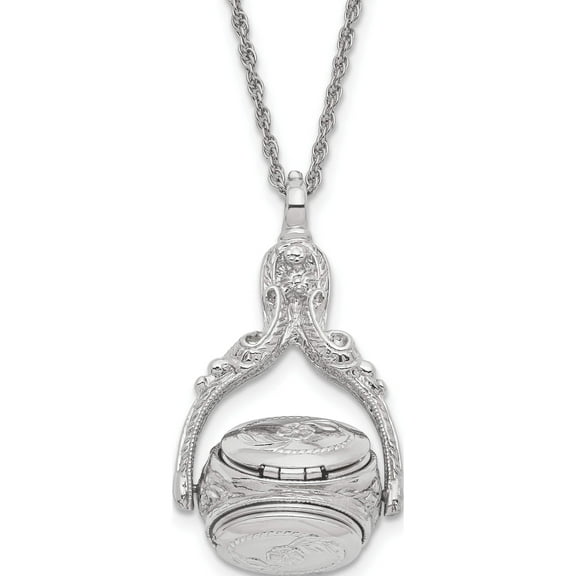 Silver-tone 3 in 1 Locket Spinning Pendant Necklace