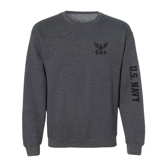 U.S. Navy Black Sleeve Print Crewneck Sweatshirt