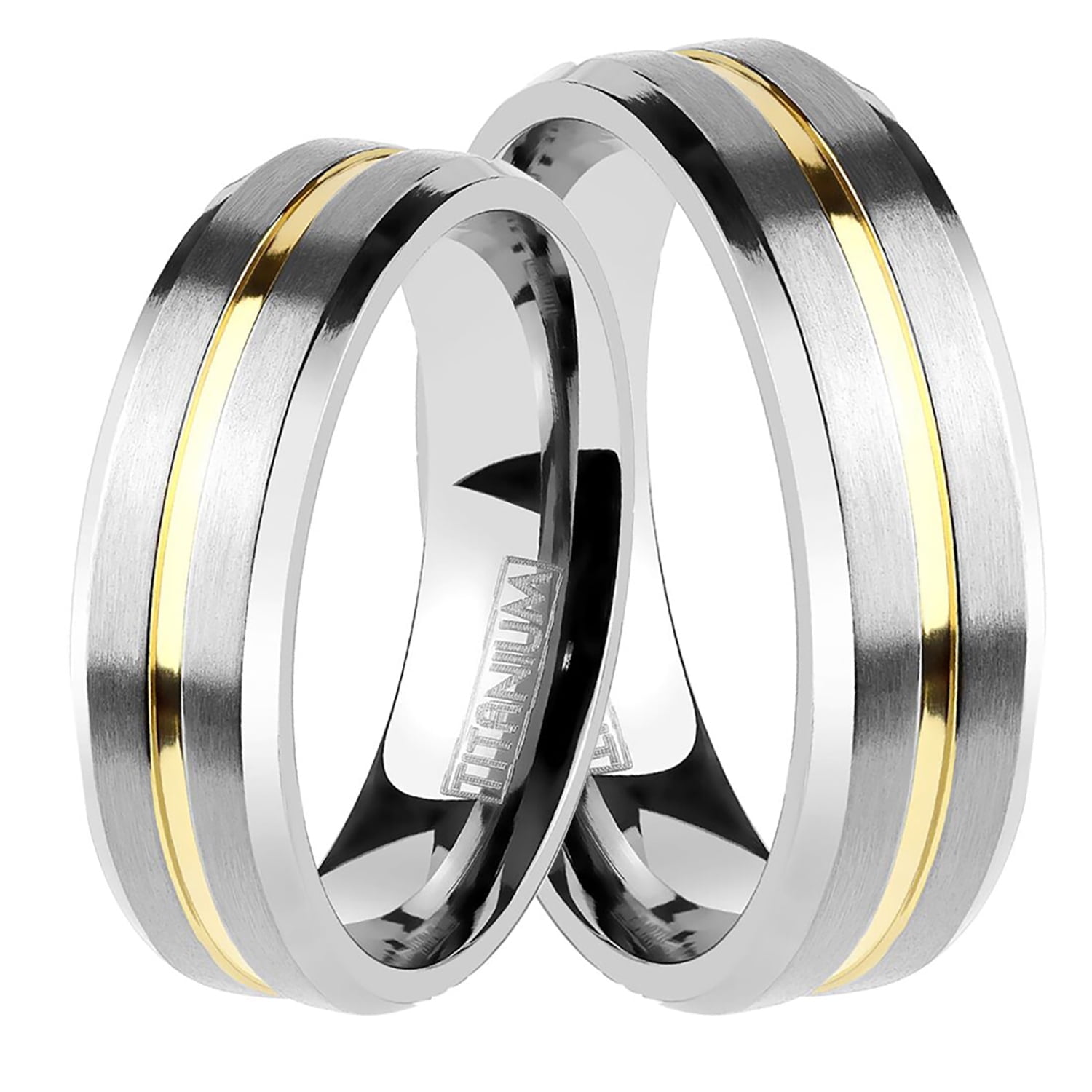 His and Hers Titanium Wedding Rings Bands Set for Him Size 11 and Her Size 10