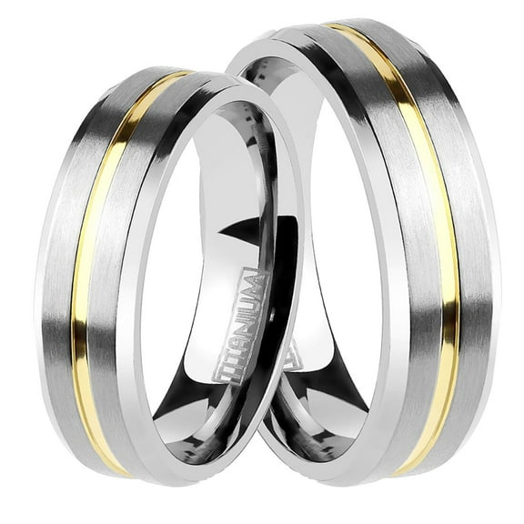 His and Hers Titanium Wedding Rings Bands Set for Him Size 10 and Her Size 10