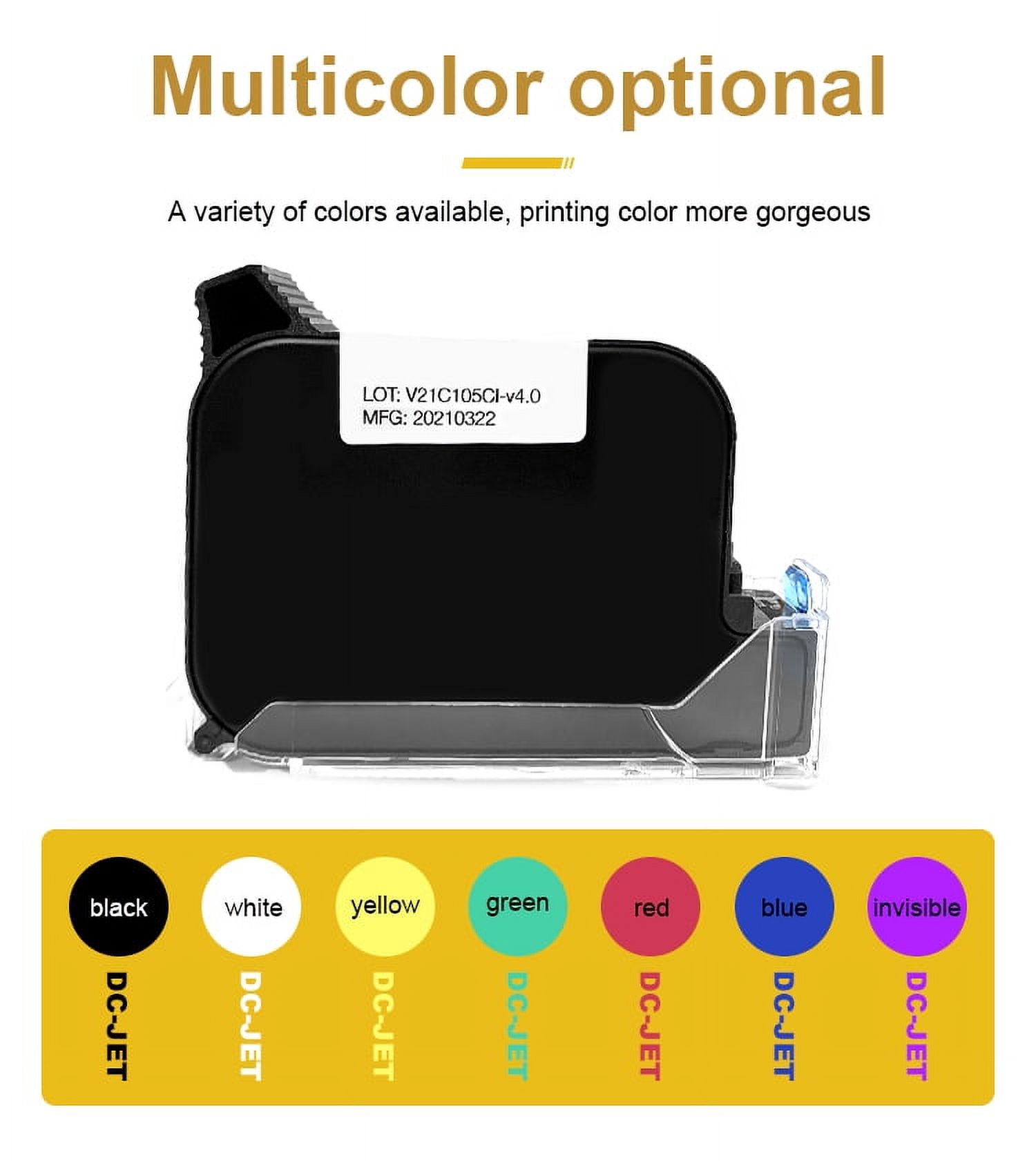 Phezer 25.4mm Printer Ink Original Black A Level 1Pcs Quick Dry High Adhesion for Handheld Online Inkjet Printer P15 / P16 / P18 / PC11 Plus