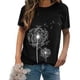 thumbnail image 5 of Camiseta Cuello Redondo Estampado Mujer Tops Poliéster Manga corta Paño de verano, Negro, XXL Noticed AP002414-05, 5 of 7