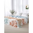 thumbnail image 5 of Ocean Coral Full Size Flat Sheet, Wrinkleproof & Fadeproof Cooling Flat Bed Sheet Only, Coastal Orange Blue Green Nature Abstract Breathable Soft Bedding Top Sheets 81 x 96 Inches, 5 of 8