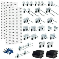 Triton Products® LB18-CK (2) 18 In. W x 36 In. H x 9/16 In. D White Steel Pegboards/28 Hooks/2 Bins