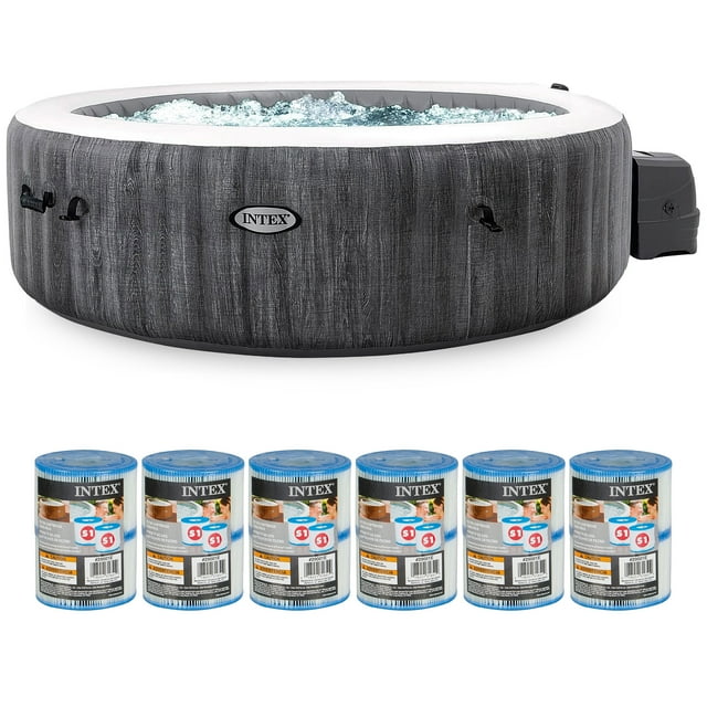 Intex PureSpa Plus Spa Gonflable et Cartouches de Filtre Type S1 (Lot de 12)