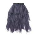 thumbnail image 2 of Lady ‘s Sexy Solid Color Mesh Irregular Elastic Tulle Bubble Skirt, 2 of 7