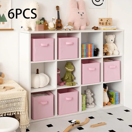 HRWGMUKVBG 6PCS Fun Colorful Storage Cubes Reinforced Handles Foldable Cube Baskets for Home Kids Room Nursery and Playroom Wardrobe and Toy Organization Cube Storage Bins