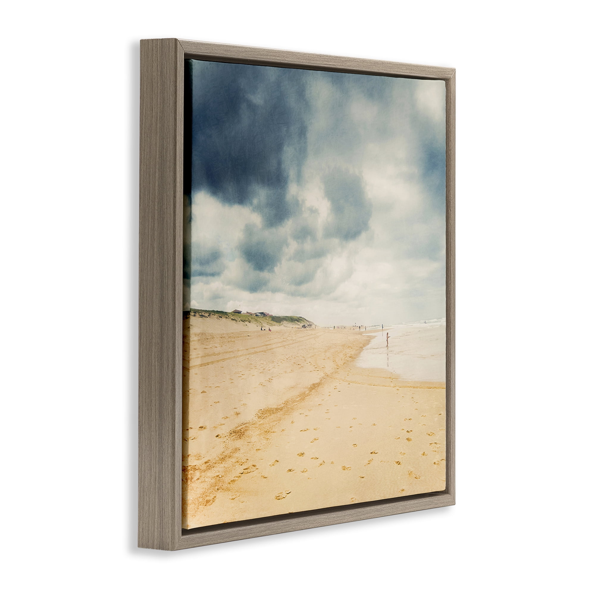 Stupell Industries Beach On A Cloudy Day Brown Framed Floater Canvas Wall Art, design by Dirk Wüstenhagen