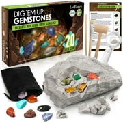 LotFancy Geographic Gemstone Dig Science Kit for Kids 3-12 Years, 20pcs Geographic Mega Fossil