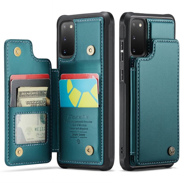 Funda para Samsung Galaxy S20 con tarjetero, funda tipo cartera para hombre y mujer con bloqueo RFID, funda de piel resistente con cierre magnético y función atril, a prueba de golpes