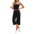 thumbnail image 5 of KIHOUT Women 2 Piece Yoga Outfit Adjustable Spaghetti Strap Cami Top High Waist Elastic Cropped Wide Leg Pants Casual Workout Matching Set, 5 of 9