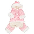 thumbnail image 2 of Abrigo de invierno para perros, cálido, grueso y agradable para la piel, de una pieza, con capucha, chaqueta para clima frío para perros pequeños, medianos y grandes, rosa XL, 2 of 14