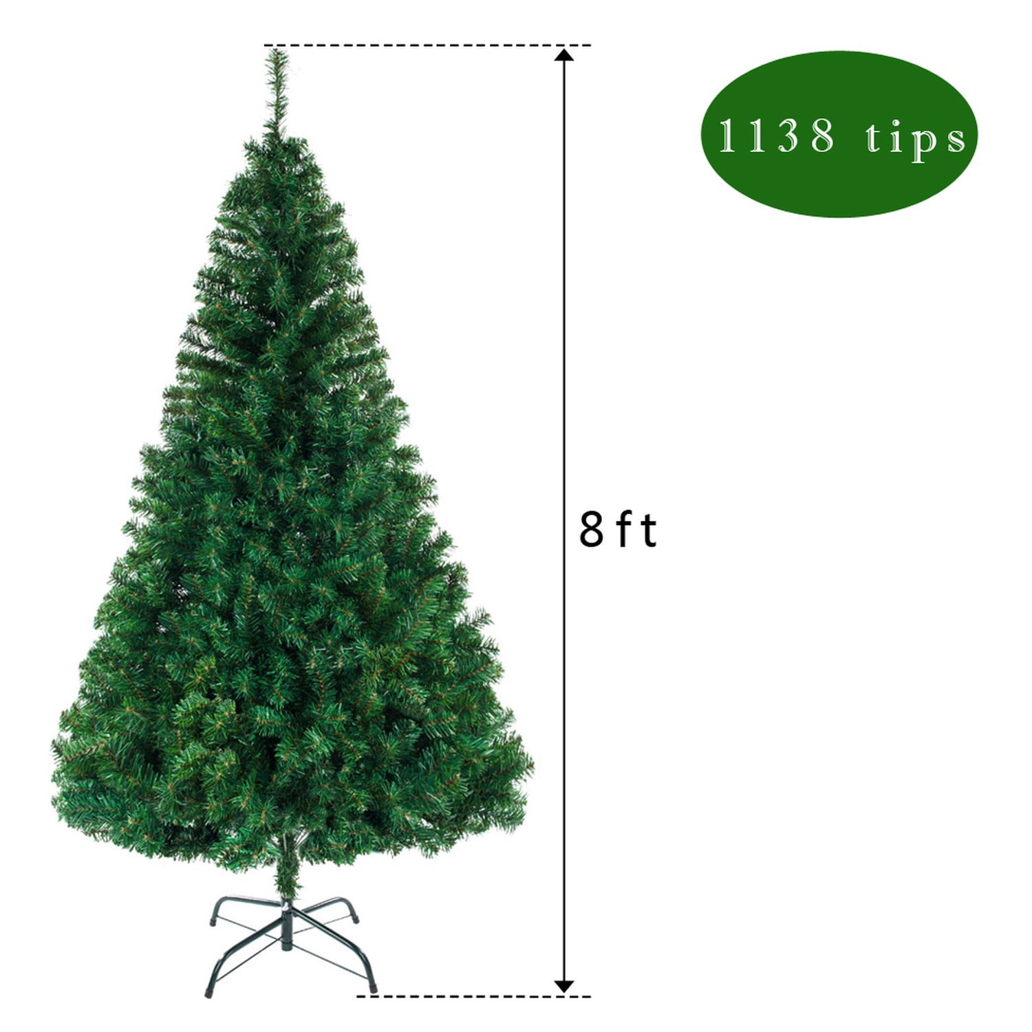 Astoutdoor 8 ft Christmas Tree with 1138 Branches, Light Green PVC, 94.49 in Height