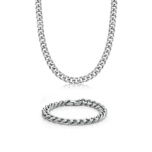 Stainless Steel Thick Curb Boxed Set - 11 MM Wide, 20 Inches Length with Fold Ov