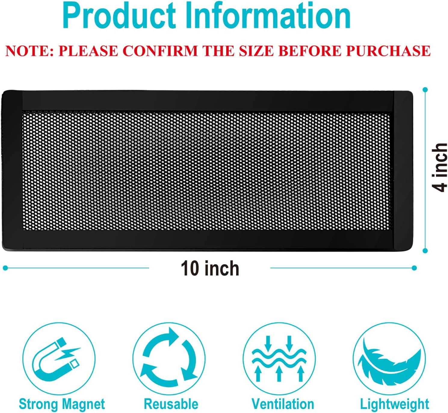 Magnetic Floor Register Vent Covers, 4 x 12 Inch Air Vent Filter Mesh, Sticky Magnet PVC Vent Screen Net for Wall Ceiling Floor Catches Toys Snacks Pet Hair and Pet Food 4 Pack