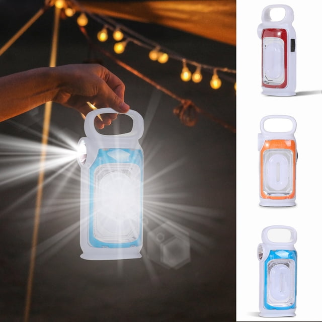 Linterna LED portátil con 3 modos de luz • Luz de corte de emergencia • Batería recargable • Gancho colgante • Opciones roja/azul/naranja