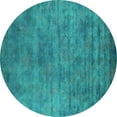 thumbnail image 1 of Ahgly Company Machine Washable Indoor Round Oriental Turquoise Blue Industrial Area Rugs, 3' Round, 1 of 4