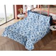 thumbnail image 4 of Daisy Pattern Sheet Set, Winter Colors Chamomile Flowers Delicate Aura with Leaves Print, Fitted & Flat Sheet with Pillowcase Bedding Accent 4 Pcs Set, Full, Lavender Blue Blue Grey, by Ambesonne, 4 of 5