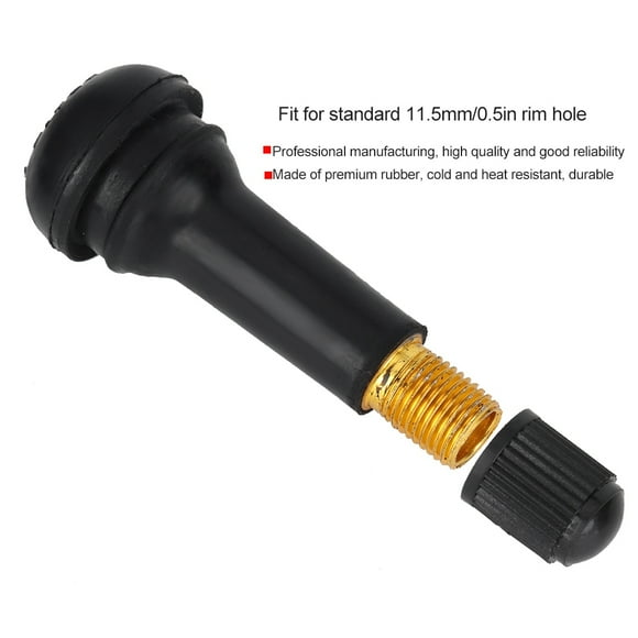 Qiilu Valve Stem, 10Pcs TR414 Wheel Snap Tire Valves Stem with Dust Cap without Valve Core, Tire Valve Stem