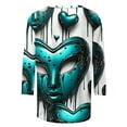 thumbnail image 4 of Mceream Mardi Gras Shirts for Women 2026 Carnival Tunic Tops Funny Mask Print Color Block Carnival Tops Casual 3/4 Sleeve Crew Neck Loose Fit Blouses Outfits Light Blue XXXXXL, 4 of 5