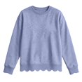 thumbnail image 3 of Women's Crew Neck Long Sleeve Sweatshirt Drop Shoulder Scallop Hem Casual Pullover Top Fall Layering Navy,XL, 3 of 3