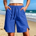 thumbnail image 2 of Wensltd Women Casual Shorts Solid Elastic Drawstring Waist Side Pockets Split Hem Lightweight Summer Everyday Shorts, 2 of 8