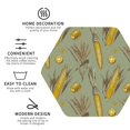 thumbnail image 3 of Honeii Cartoon Corn and Wheat Print Leather Coaster Set of 4, Ideal for Safeguarding Your Furniture from Drinks Spills and Effortless Cleanup-Hexagon, 3 of 6
