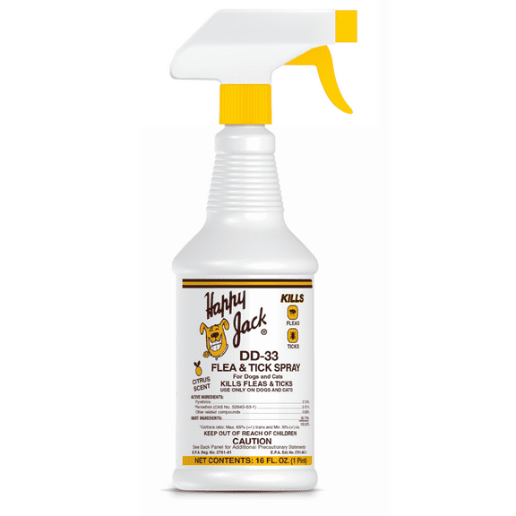 Happy Jack DD-33 Flea and Tick Spray for Pets, 16 oz Bottle