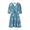 thumbnail image 3 of Robe d'Été pour Femmes 2024 Mode Grande Taille Col en V Manches Courtes Imprimée Robe Ample Manches Courtes Robe Col en V Rabais de 50 % Liquidation!, 3 of 5
