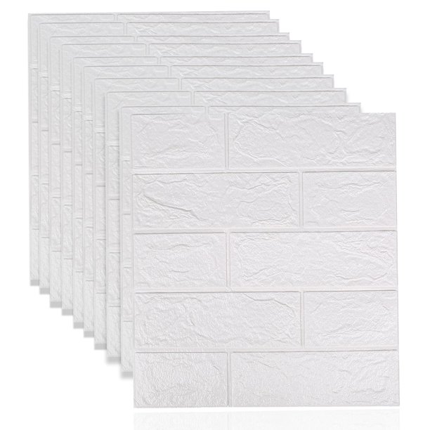 Paquete de 10 paneles de pared autoadhesivos con papel tapiz de ladrillo 3D, 38,5 x 35 cm, pegatinas de pared con patrón de ladrillo blanco, para baño, dormitorio, sala de estar, balcón, cocina